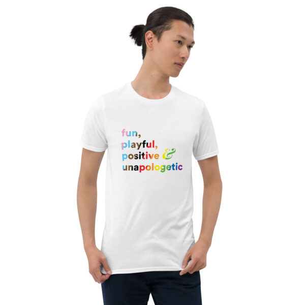 'Fun, Playful' Rainbow on White T