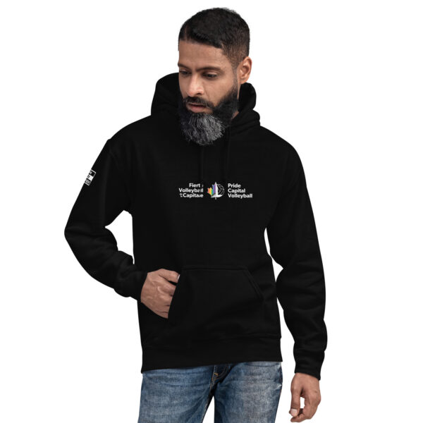 ‘Pride Capital Volleyball’ Colour Logo on Dark Hoodie - Image 4