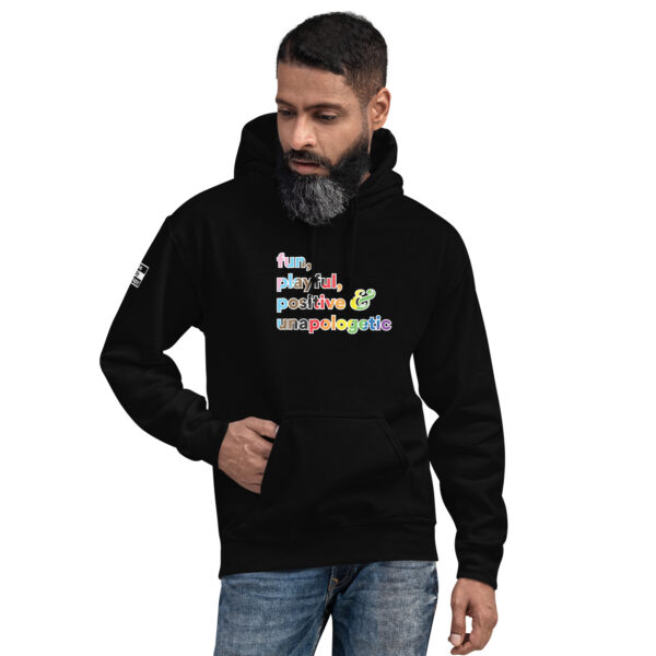 'Fun, Playful' Rainbow on Dark Hoodie - Image 4