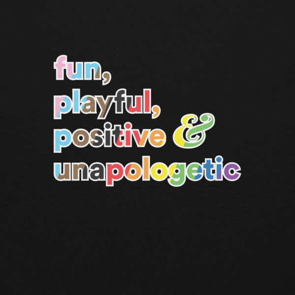 'Fun, Playful' Rainbow on Dark Hoodie - Image 5