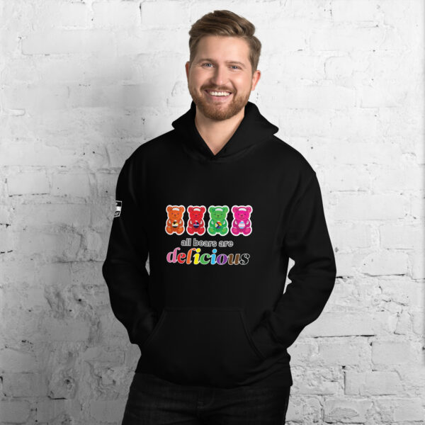 'Bears Are Delicious' Colour on Dark Hoodie - Image 4