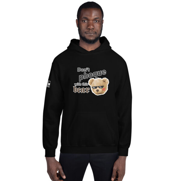 'Don't Phoque w/Bear' Colour on Dark Hoodie - Image 4