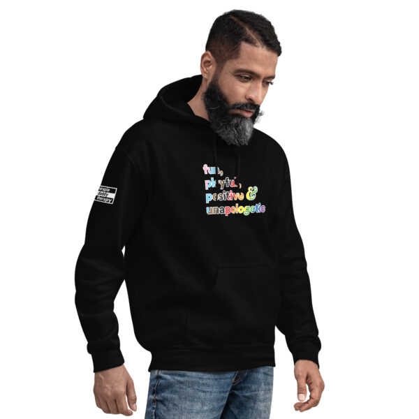 'Fun, Playful' Rainbow on Dark Hoodie - Image 6