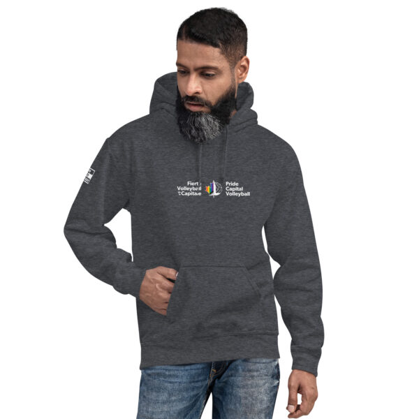 ‘Pride Capital Volleyball’ Colour Logo on Dark Hoodie - Image 13