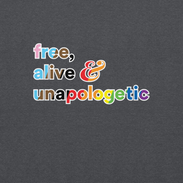 'Free, Alive V02' Rainbow on Dark Hoodie - Image 14