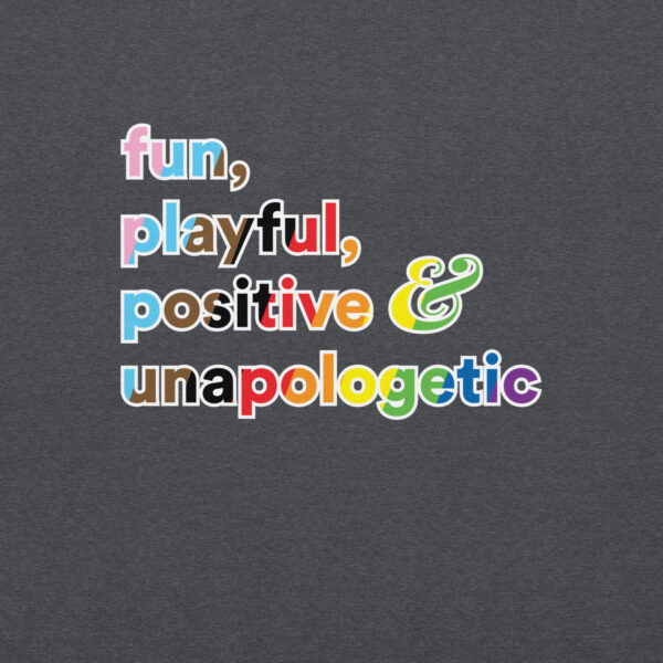 'Fun, Playful' Rainbow on Dark Hoodie - Image 17