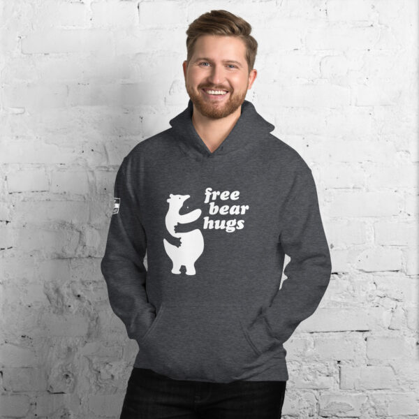 'Free Bear Hugs' White on Dark Hoodie - Image 13