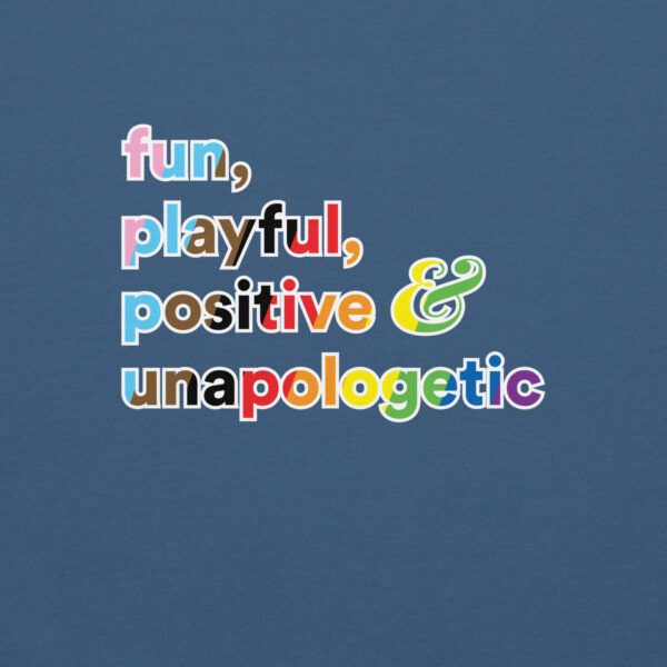 'Fun, Playful' Rainbow on Dark Hoodie - Image 2