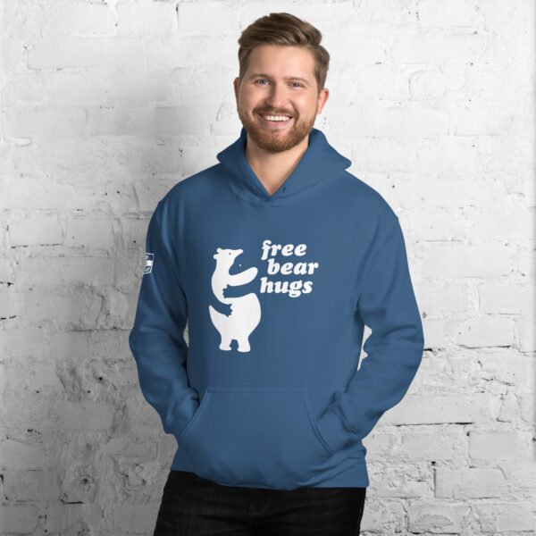 'Free Bear Hugs' White on Dark Hoodie - Image 16