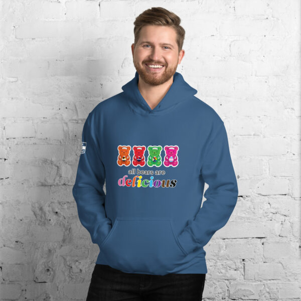 'Bears Are Delicious' Colour on Dark Hoodie - Image 16