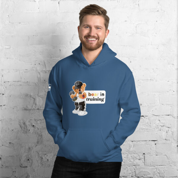 'Bear in Training' Colour on Dark Hoodie - Image 21