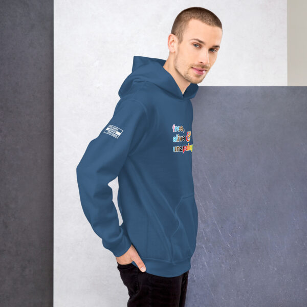 'Free, Alive V02' Rainbow on Dark Hoodie - Image 18