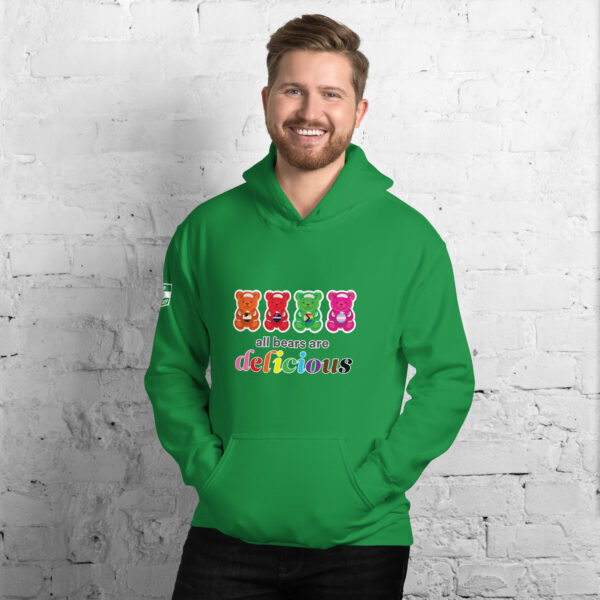 'Bears Are Delicious' Colour on Dark Hoodie - Image 19