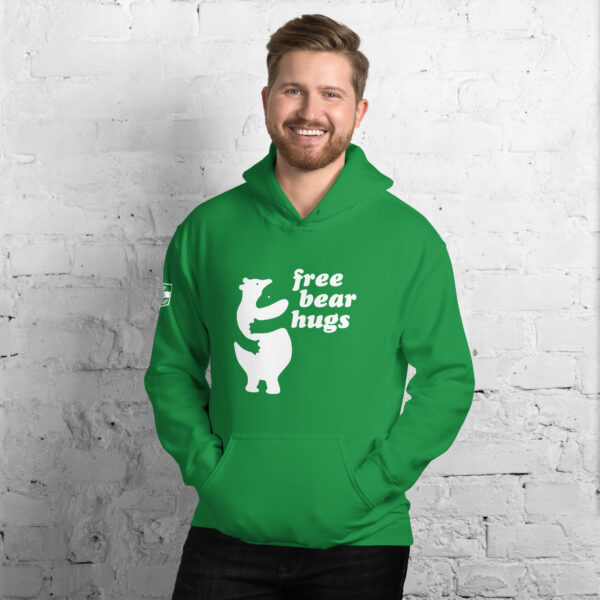 'Free Bear Hugs' White on Dark Hoodie - Image 22