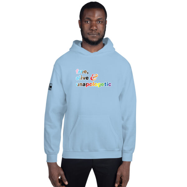 'Free, Alive V02' Rainbow on Light Hoodie - Image 7