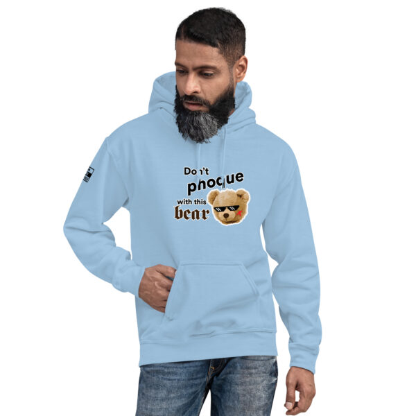 'Don't Phoque w/Bear' Colour on Light Hoodie - Image 4