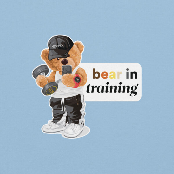 'Bear in Training' Colour on Light Hoodie - Image 2