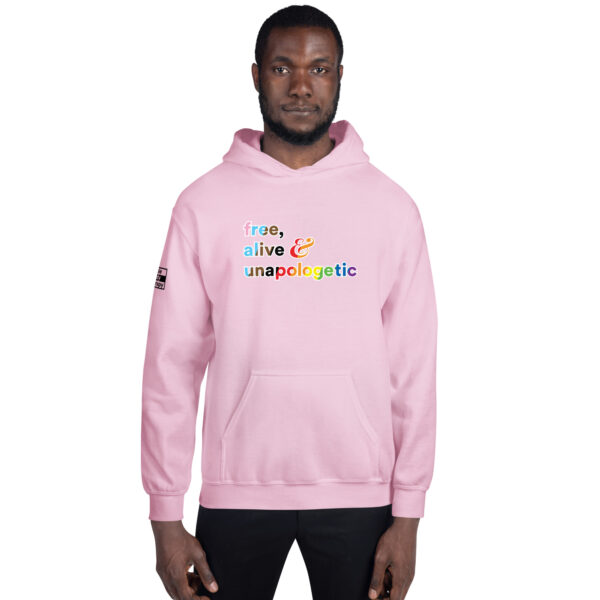 'Free, Alive V02' Rainbow on Light Hoodie - Image 10