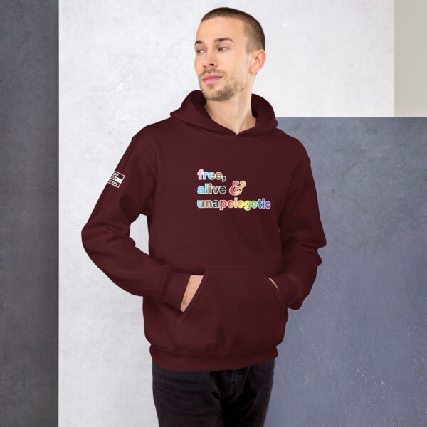 'Free, Alive V02' Rainbow on Dark Hoodie