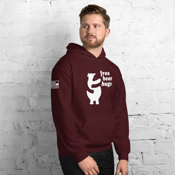 'Free Bear Hugs' White on Dark Hoodie - Image 9