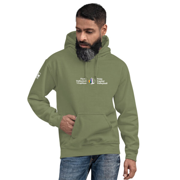 ‘Pride Capital Volleyball’ Colour Logo on Dark Hoodie - Image 22