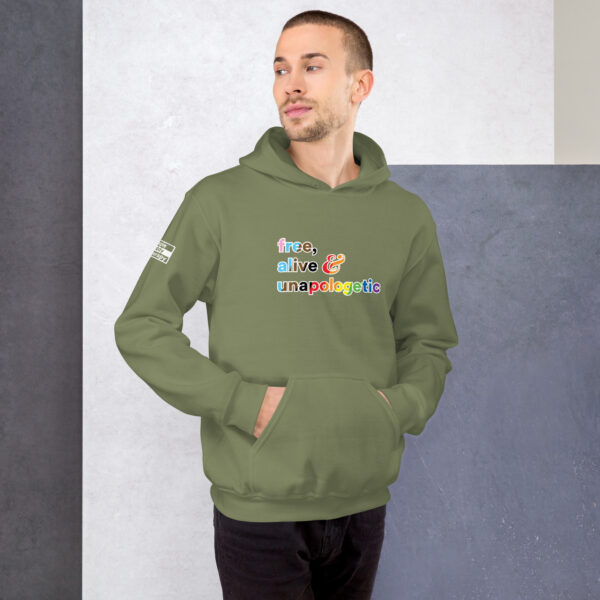 'Free, Alive V02' Rainbow on Dark Hoodie - Image 22