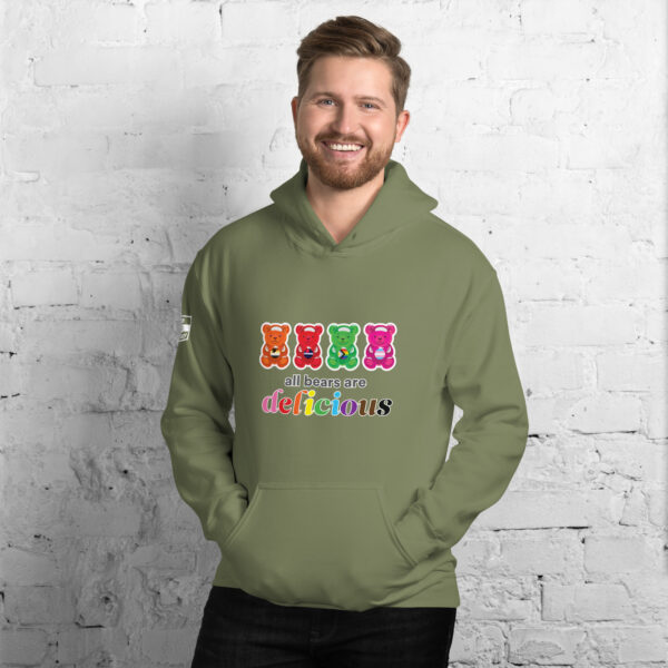 'Bears Are Delicious' Colour on Dark Hoodie - Image 22