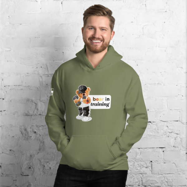 'Bear in Training' Colour on Dark Hoodie - Image 3