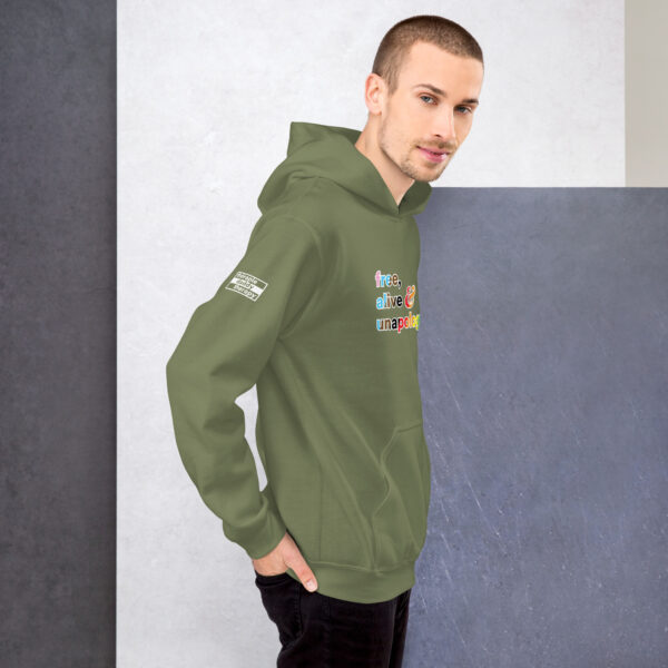 'Free, Alive V02' Rainbow on Dark Hoodie - Image 24