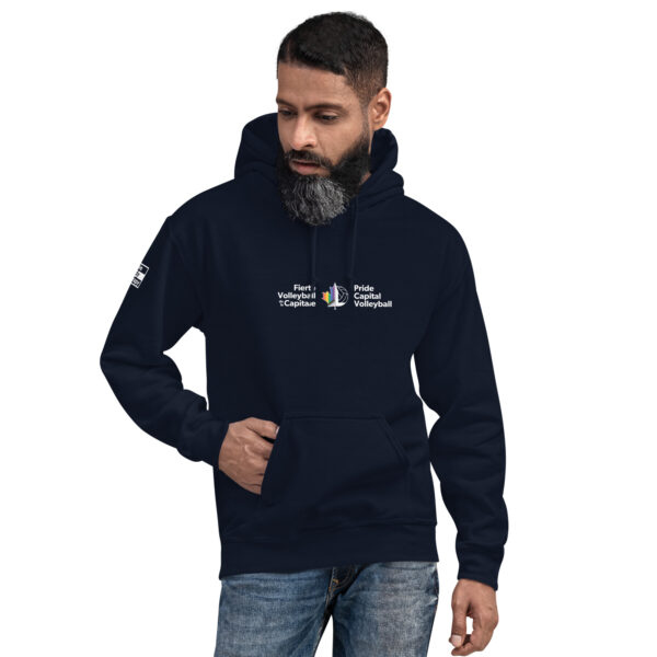 ‘Pride Capital Volleyball’ Colour Logo on Dark Hoodie - Image 7