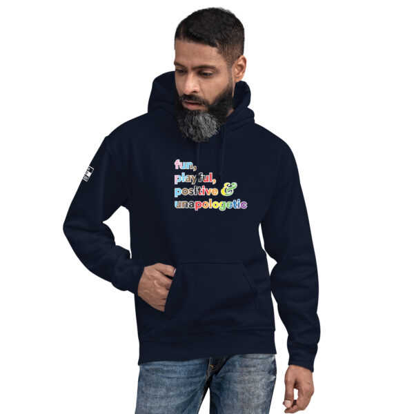 'Fun, Playful' Rainbow on Dark Hoodie - Image 7