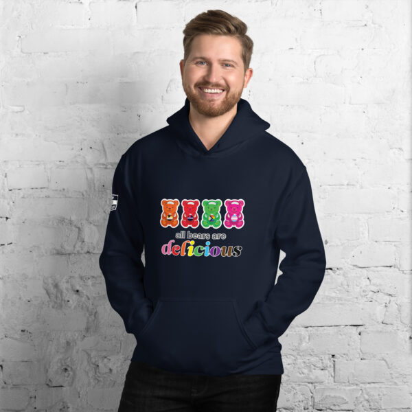 'Bears Are Delicious' Colour on Dark Hoodie - Image 7