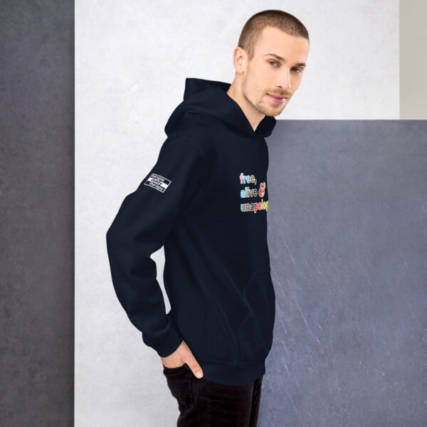 'Free, Alive V02' Rainbow on Dark Hoodie - Image 9