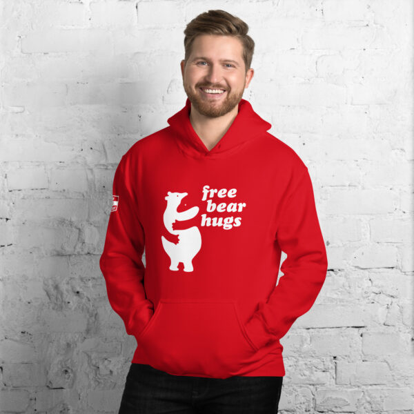 'Free Bear Hugs' White on Dark Hoodie - Image 10