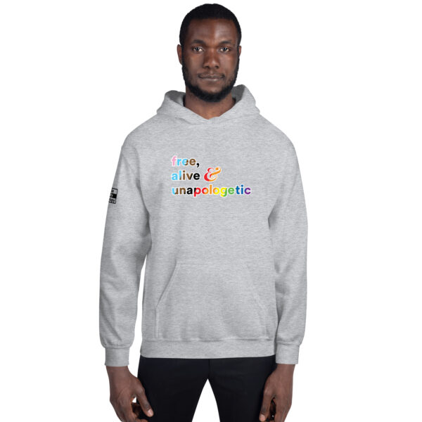 'Free, Alive V02' Rainbow on Light Hoodie - Image 4