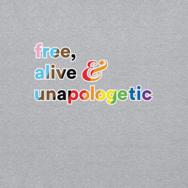 'Free, Alive V02' Rainbow on Light Hoodie - Image 5