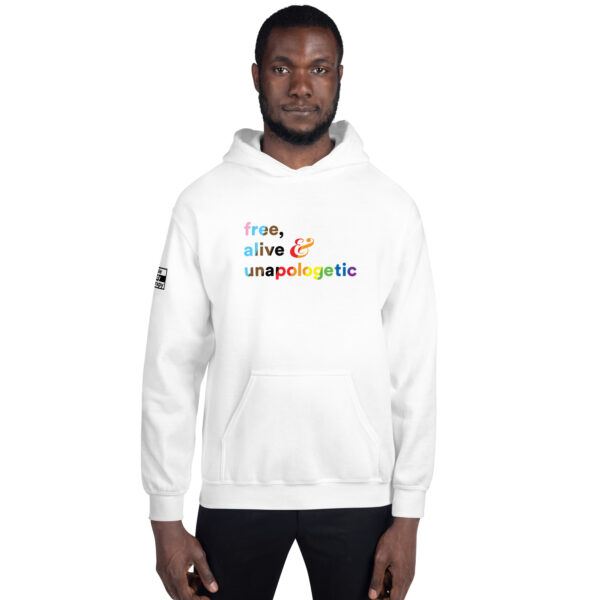 'Free, Alive V02' Rainbow on Light Hoodie