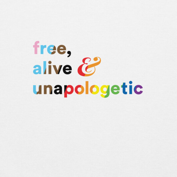 'Free, Alive V02' Rainbow on Light Hoodie - Image 2