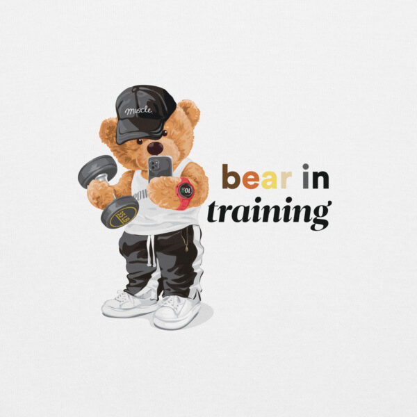 'Bear in Training' Colour on Light Hoodie - Image 11