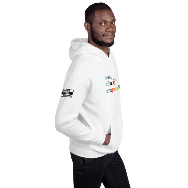 'Free, Alive V02' Rainbow on Light Hoodie - Image 3