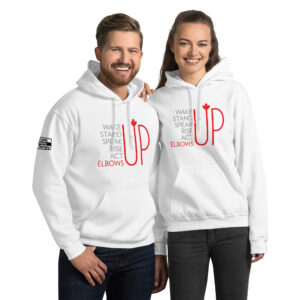 'Elbows Up' Colour on Light Hoodie