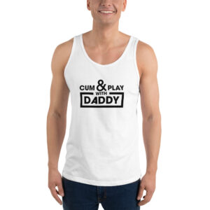 ‘Cum & Play’ Black on White Tank